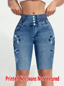 Printed Legging, Non-Denim Fabric, All-Over Print, Short Skinny Trousers, Summer Fashion, Aesthetic, Sporty & Casual, Everyday, Womenswear, Bottom