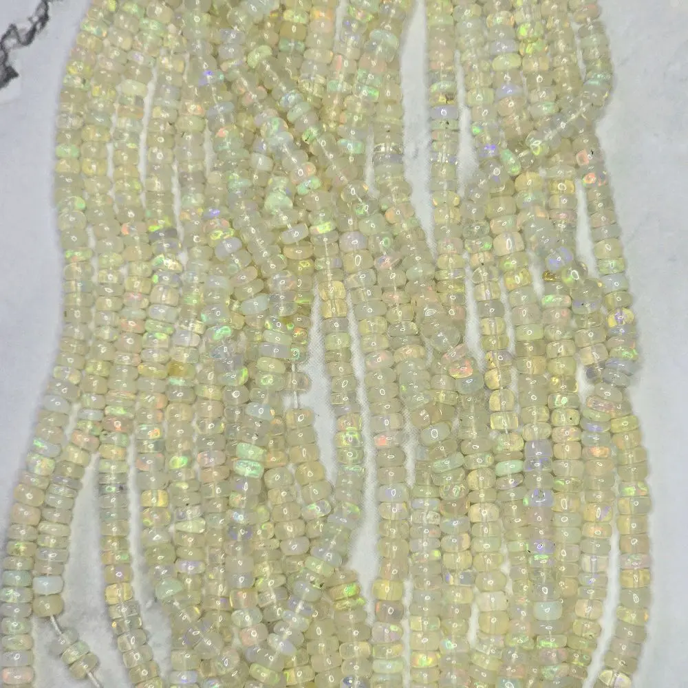 Authentic Ethiopian Opal Rondelle Beads, Pure Fire & Flash Beads for Jewelry Making, Crafting Projects