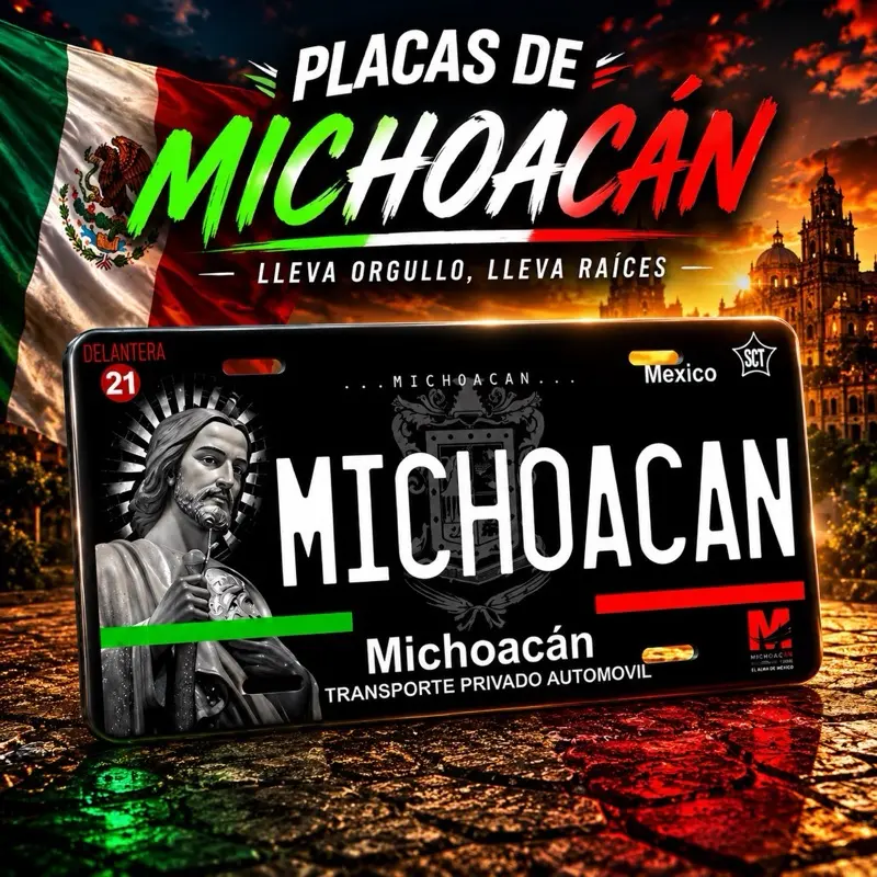 Michoacan SJ Interior Exterior Decorative License Plate - Michoacán with Iconic Design