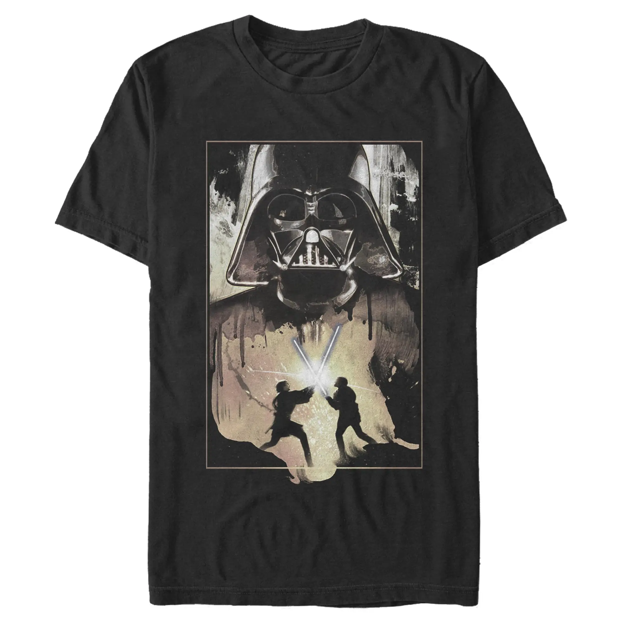 Men's Casual Fashion Short-Sleeve Tee, Star Wars: A New Hope Anakin and Obi-Wan Battle Menswear T-Shirt