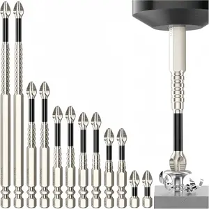 ADESKE（T） High Magnetic Screwdriver Bit Set - 9 Piece K5 Impact-Resistant Non-Slip Drill Bits - Non-Slip Electric Screwdriver Bit Set - 25 50 65 70 75 90 100 120 150 (9 Pieces)