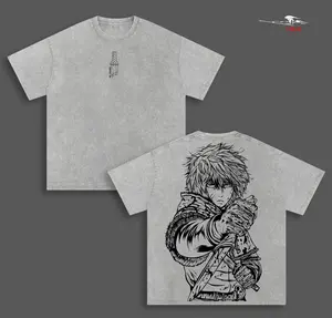 VINLAND SAGA Anime Double Printed Vintage Washed Tee Unisex Oversize Anime Manga Washed Heavyweight Cotton T-shirt