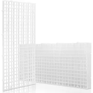 LINLAN 4 Pieces 5.9x11.8in (15X30cm) Aquarium Grid Plastic, Fish Tank Divider, Egg Crate for DIY Filtration and Bottom Protection in Aquascaping (White-No Accessories)