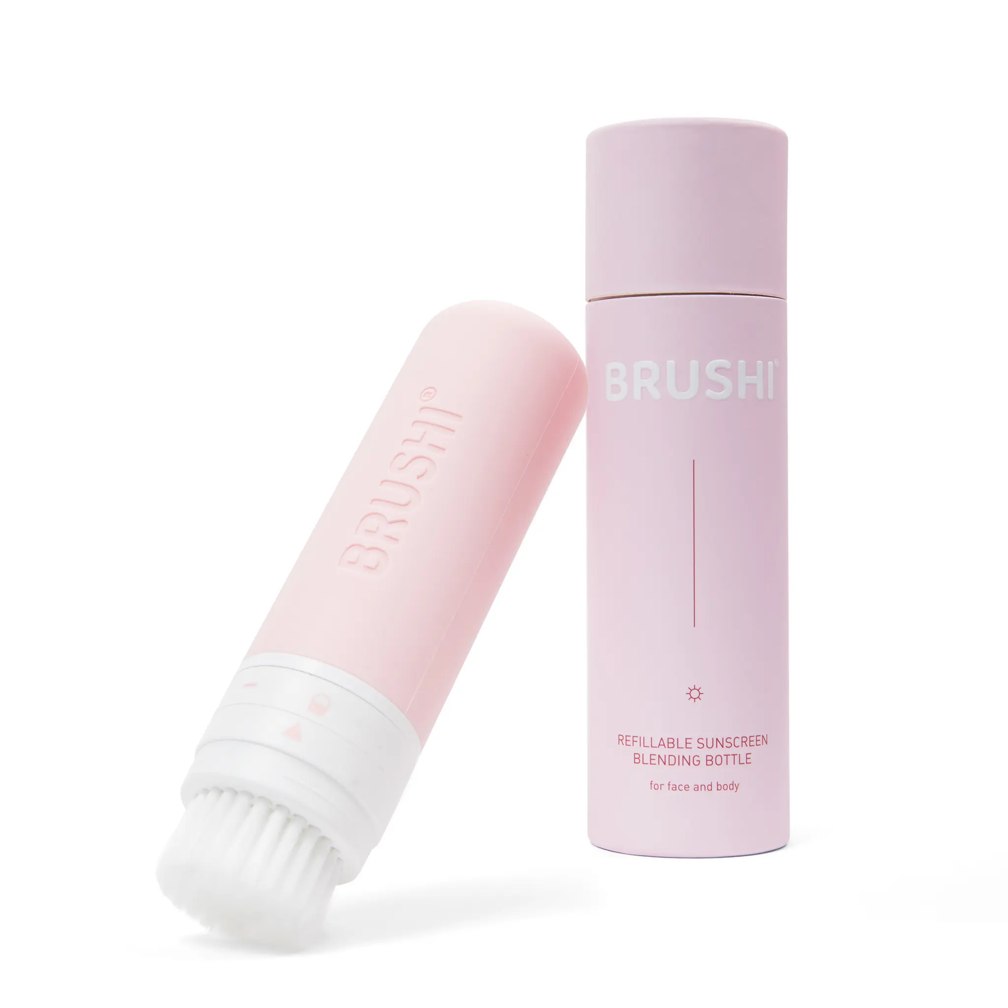 BRUSHI - Refillable Sunscreen Applicator That's A Bottle And Brush In One, 2-in-1 Bottle & Brush Tool, The Only Applicator with Soft Blending Bristles, Squeezy Silicone Bottle for Mess-Free Sunscreen Application. Patent No. US117824302B1