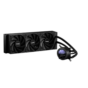 【Spotlight Day】VEVOR CPU Liquid Cooler, AIO CPU Water Cooler - 3 x 120mm PWN Fans, Pump & 2.1'' LCD Display, Max 2200PRM Black CPU Cooling Fan, Compatible for Intel 115X/1366/2011/1700/1200, AMD AM4/AM5