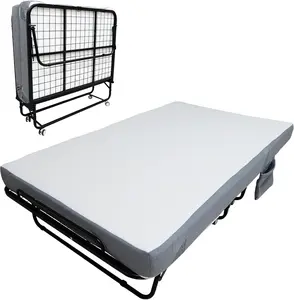 GAOMON Folding Bed with Mattress for Adults, 75" x 45" Folded Bed with 5" Memory Foam Mattress and Metal Frame for Guest Bedroom, Office, Space Saving Roll Away Beds on Wheels Convertable Sofa Bed Portable Floor Bed