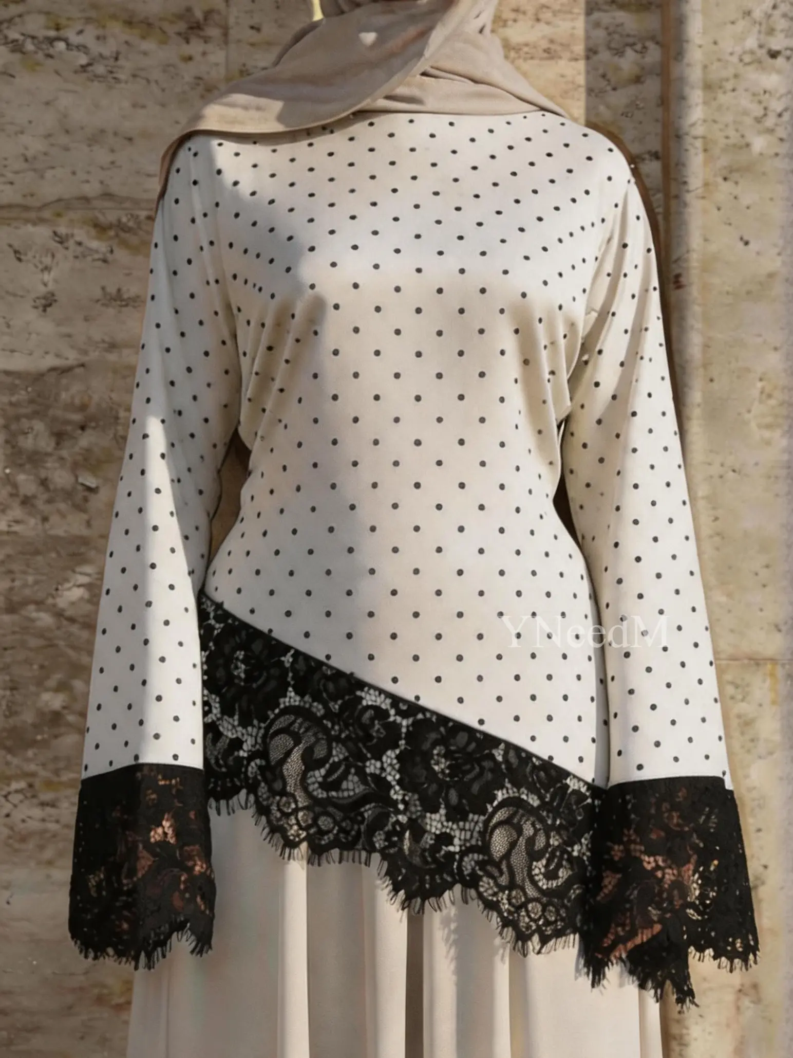 Women's Elegant Satin Long Sleeve Top, Modest Blouse with Lace Trim Cuffs and Tie-Back Detail for a Secure Fit, Ideal for Going Out, Long Sleeve Tops, Modest Fashion, Quiet Luxury, Capsule Wardrobe, Smooth, Fitted, Comfortable, Longsleeves, Garment, Forma