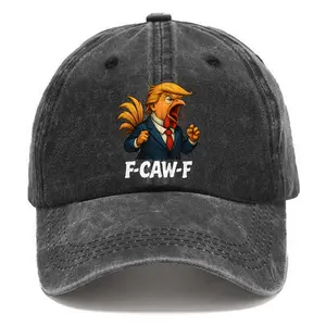 Washed Baseball Cap Funny F-Caw-F Trump Rooster Meme Print Hat Retro Adjustable Dad Hats Gift for Men Women, Unstructured Cotton
