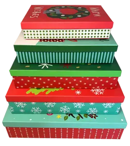 The Seasonal Shop Set of 5 Nesting Christmas Apparel Gift Boxes for Wrapping Present or as Decoration in Your Home or Office