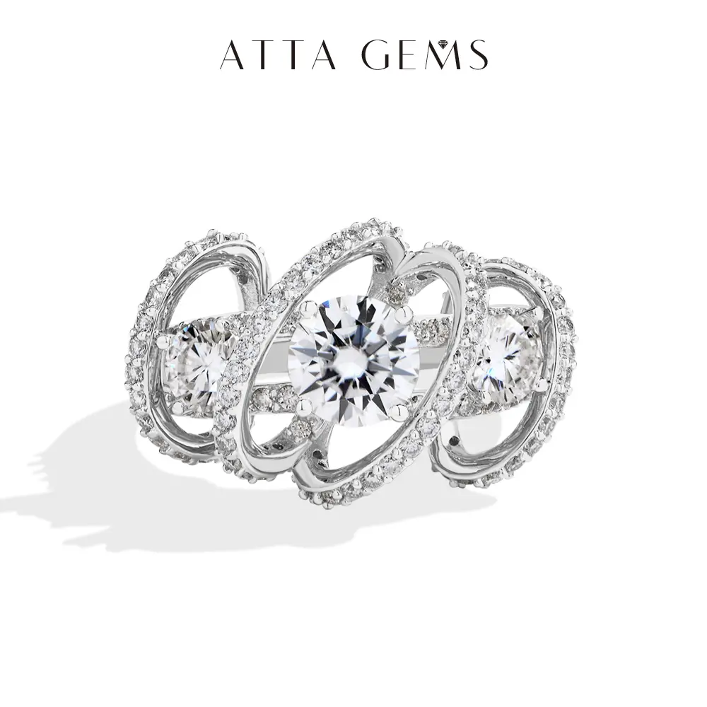 ATTAGEMS Classic D Color Round Cut 1ct Lab-Created Moissanite Ring for Women 18k Gold Plated Perfect Birthday Gift for Her Wedding Jewelry R327, Elegant Engagement Ring, Moissanite Decorated Ring summerwins