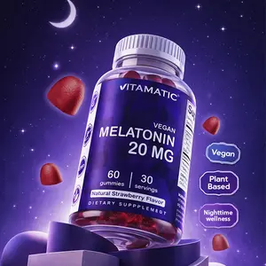 Vitamatic Melatonin 20mg Gummies for Adults, 30 Servings - 60 Vegetarian Gummies - Non-Habit Forming Supplement (60 Gummies (Pack of 1)) Healthcare Dietary