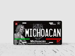 Michoacán Mexico Custom License Plate – Personalized Any Text 12"x6" Aluminum Vanity Car Tag, Black Red Green Design, Lightweight Pre-Drilled Install