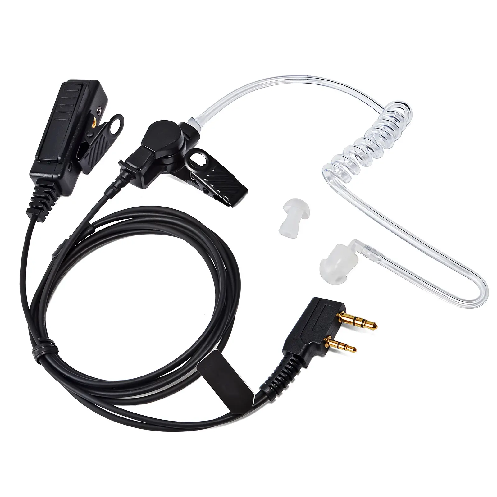 Two-Way Radio Earpiece w/Microphone ,Acoustic Coil Tube Wired Headset Compatible with Kenwood, Baofeng, Retevis, Pxton, Wouxun TH-F6 TK-208 UV5R/Plus PX-777/Plus KG-699 etc. Walkie Talkie for Police Security and Law Enforcement Use