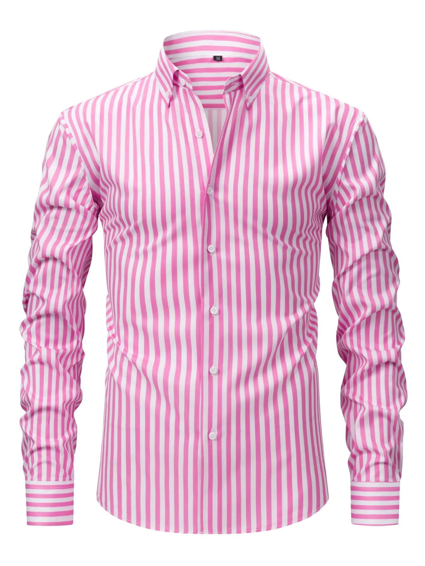 Men's Wide Striped Long Sleeve Casual Shirt, Wrinkle-Resistant, Loose-Fitting, Suitable for Business, Office, Daily Wear, Travel, Menswear, Top