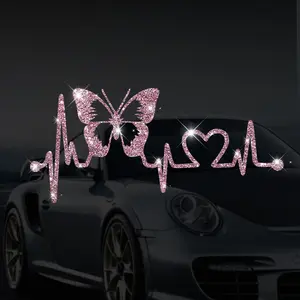 Shimmering Jumping Butterfly Universal Car Decorative Sticker, Self-Adhesive No Residue Easy Installation, Suitable for Cars Trucks Motorcycles Glass Windows Laptops