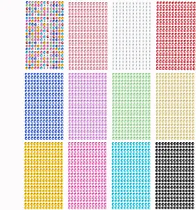 3120pcs 6mm Self-Adhesive Rhinestone Stickers Gem Stickers Jewels Crystal Embellishment Sheet for Crafts DIY Card Making (12 Sheets)