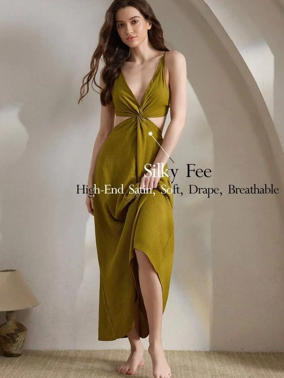 Ocili Leisure Minimalist Soft & Skin-Friendly Jersey Twist Decorative Casual Dress For Women Holiday Season
