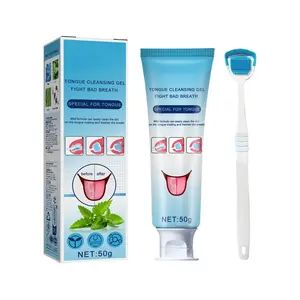 Tongue Cleaning Gel with Brush Tongue, 1 Box Tongue Coating Cleaning Gel with Tongue Brush, Oral Care Product for Freshing Breath, Daily Oral Care Product for Adults  Cleaning Oral Care Clear Oral Odor Fresh Breath Cleansing Cleanser