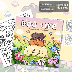 1PC Dog Daily Fun Coloring Book, Pawsome Coloring Book, lively soothing style, home companionship and interactive dog patterns, entertainment and stress relief, adult coloring book, parent-child interaction, daily relaxation, birthday gift
