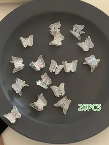 20pcs Glow-In-The-Dark Butterfly Hair Clips, Butterfly Design, Cute Mini PVC Hair Accessories, Fashionable Side Clip Headwear for Women Girls Daily Wear, Glowing Hair Clips, Gift Idea