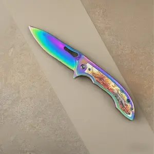 All-steel handle camping portable outdoor folding multi-function knife with rope cutting household fruit knife suitable for leisure camping cutting hiking fishing hiking picnic hunting emergency for men