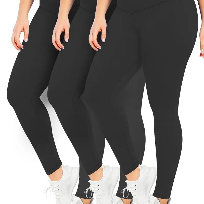 Plus Solid High Waist Leggings, High Waisted Leggings, High Waist Activewear, High Waisted Sportswear, Casual Sporty Comfy Breathable High Stretch Seamless Skinny Pants for Yoga Gym Workout Running, Women's Bottoms for All Seasons