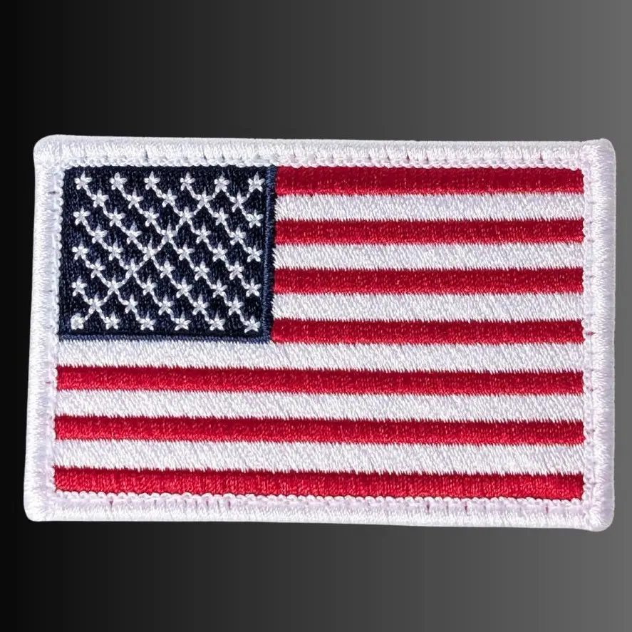 American Flag Embroidery Patch with Hook-Velcro Back, Suitable for Headwear