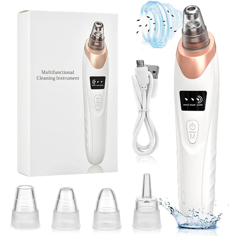 Electric Blackhead Cleaner Rechargeable Vacuum Facial Pore Cleaner with 5 Tips Vacuum Suction Nose Blackhead Skin Care Tool