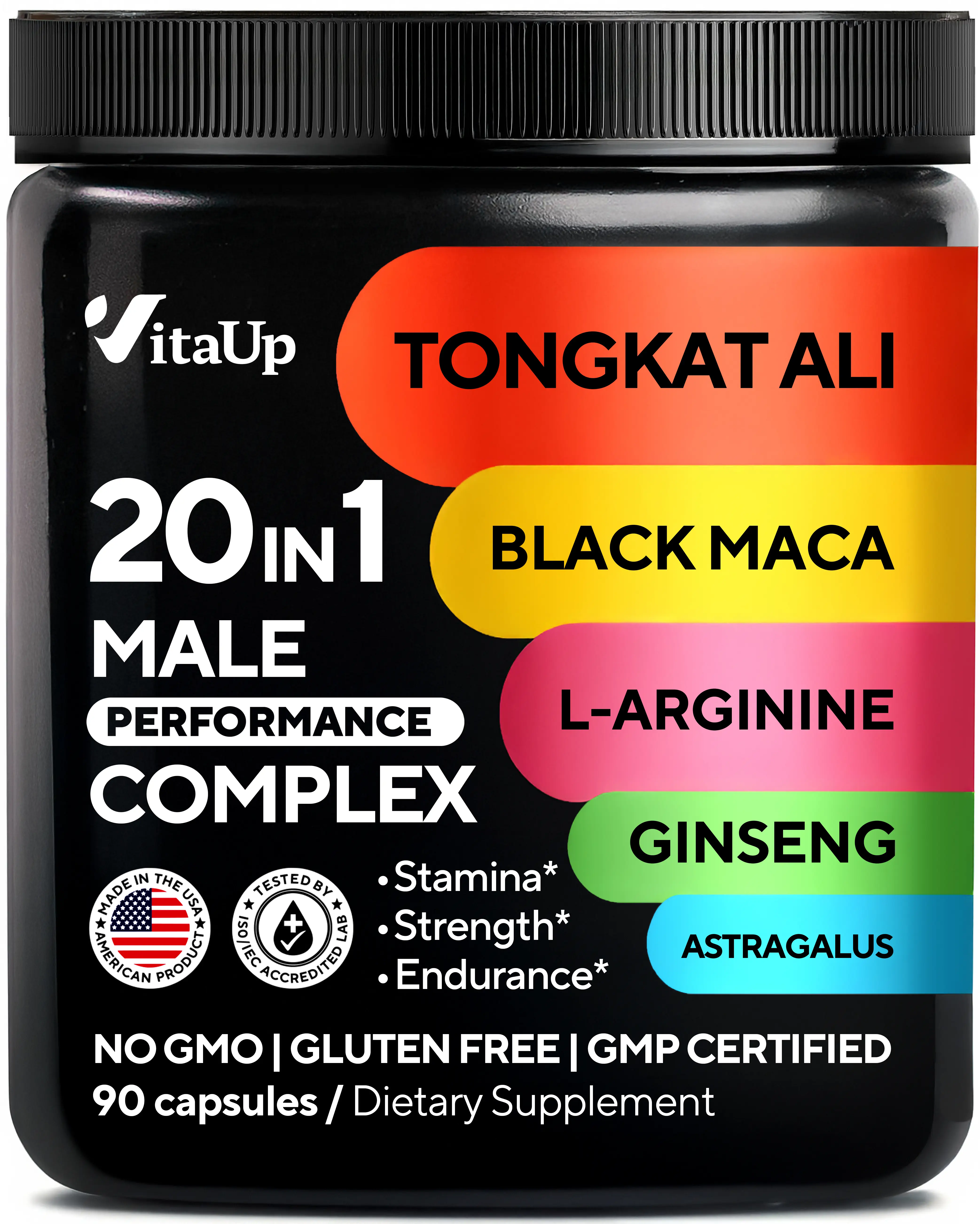 VitaUp Tongkat Ali Complex 20 in 1 - USA Made Male Supplement with Black Maca, L...