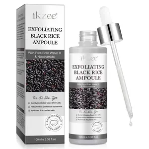 Ikzee Rice Exfoliating Serum 100ML, Rich in Rice Bran Water and Niacinamide, Smooths Skin Texture, Reduces Blackheads, Hydrates and Brightens, Brightening Solution