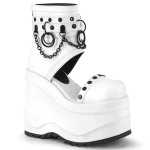 Demonia Wave-22 White Vegan Leather Sandals
