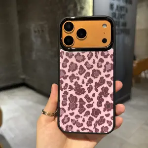 Compatible with for iPhone 17 Pro Max/16 Pro/15 Pro/14/13/12 Pink Leopard, Brown Leopard, Purple Floral Cat  phone case-LJK12-1
