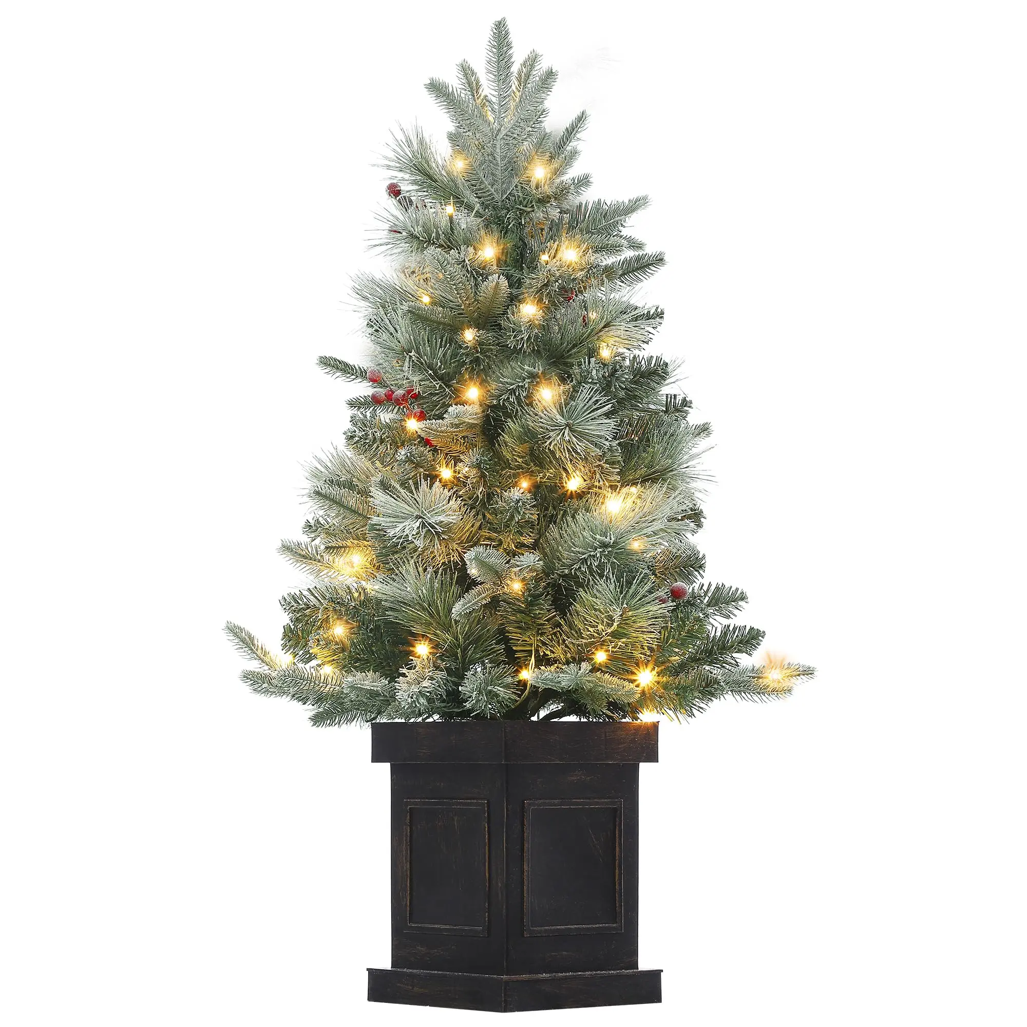 【GARVEE】- Pre-lit 3-foot Artificial Christmas Tree with 78 LED Lights, Fake Christmas Tree with Red Fruits and Pinecones, Tabletop Christmas Tree for Home Party Decoration