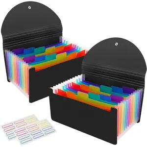 2 Pack 13 Pockets A6 Mini  Organizer Wallet, Expandable Accordion File Organizer for Storage Receipt Cards  Tickets - Black
