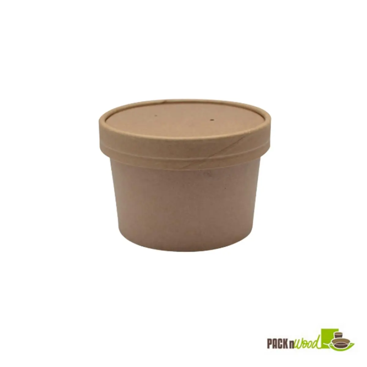 Packnwood 8 oz. Sturdy Kraft Paper Disposable Soup Container Set - 500 Pcs Freezable Recyclable Disposable Cups with Vented Lid for Soups & Meals, Takeout Food