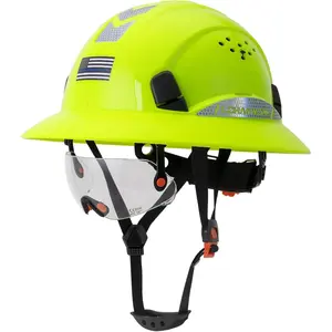 Full Brim Hard Hat with Visor, Vented Construction Hat Adjustable Cooling Work Hat for Men Women, Heavy Duty ABS Head Protection for Job Site