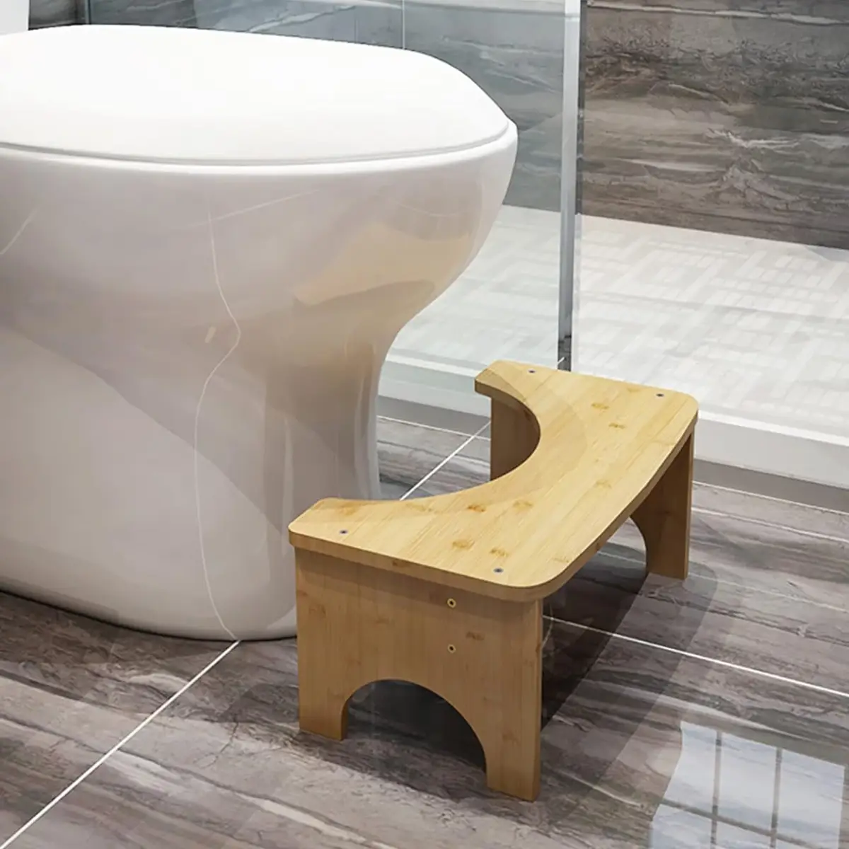[New Deal] Bamboo Toilet Stool for Adults, 6.5" Poop Stool, Bathroom Toilet Potty Stool with Non-Slip Mat for Adults Children(Wood)