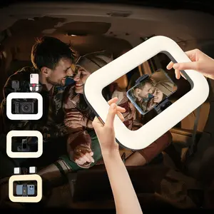 USB Rechargeable Portable Handheld Ring Selfie Light with Stand, LED Mobile Video Stabilizer with Built-in 8000mAh Battery for Camera, Smartphone, YouTube, TikTok Video Recording, Makeup