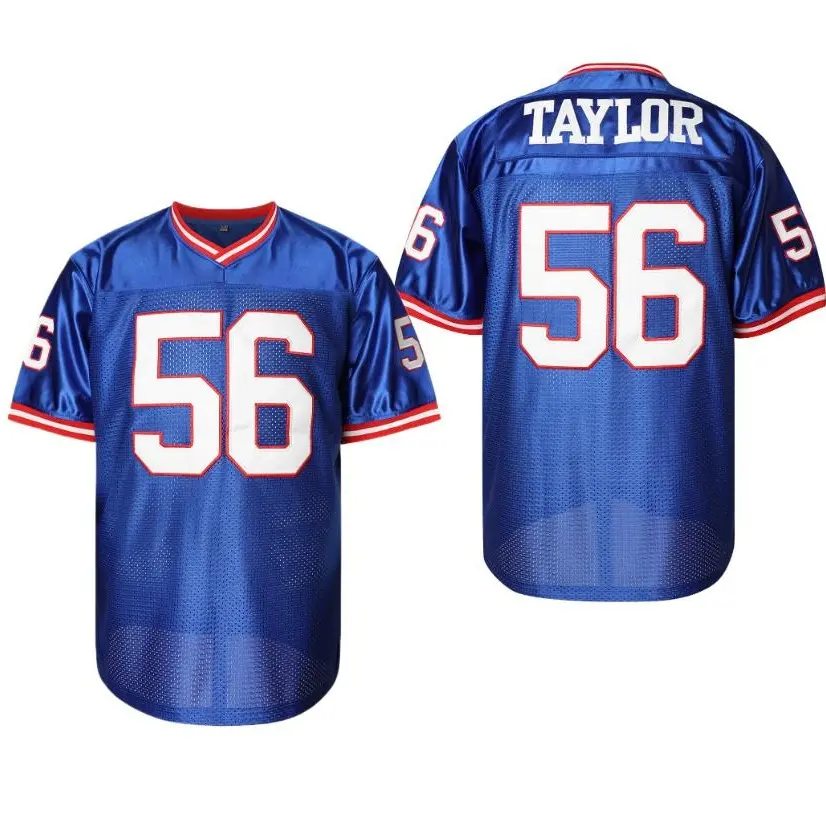 Unisex Stitched #56 Blue Football Jersey, V-Neck Short Sleeves Warm-Weather Ready Top, V-Neck Adds a Clean Classic Profile, Unisex Cut Suits Shared Wardrobes