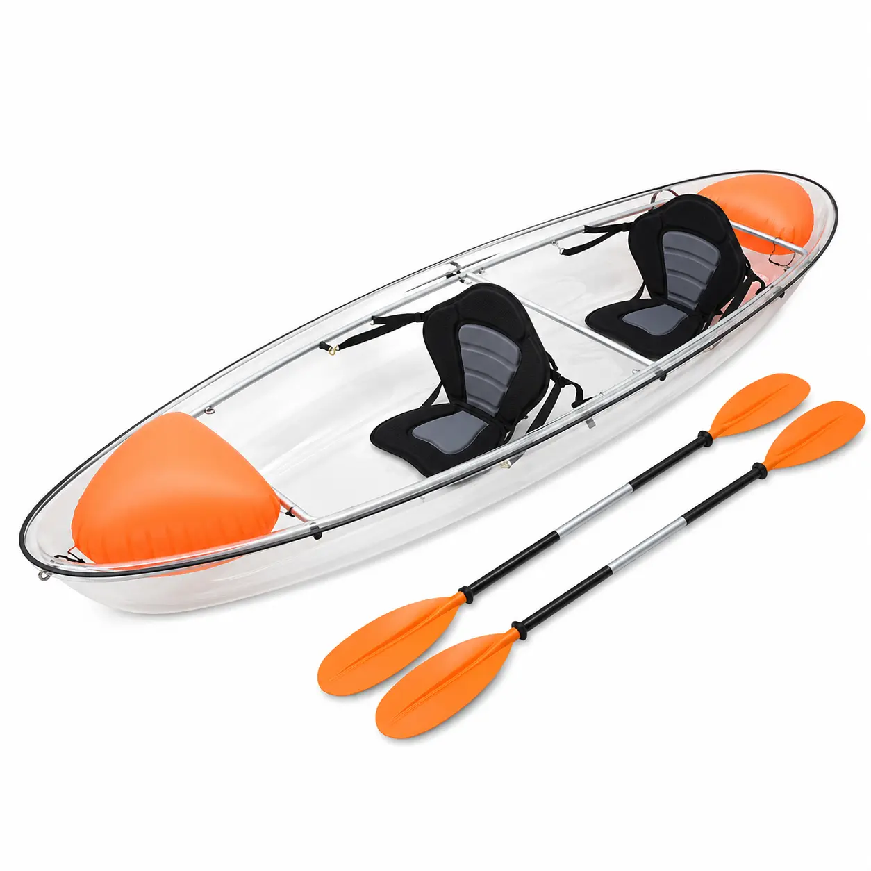 Durable Inflatable Touring Canoe, 2 Adult Seater Kayak, Foldable Design Easy Storage & Transportation