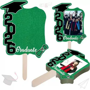 12pcs Gold Glitter Graduation Photo Holders, Stylish Accessories for 2026 Graduate Party Decorations, Class Photos Celebrations