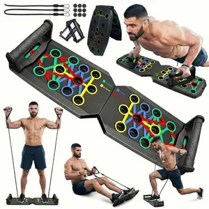 14-in-1 Foldable Push Up Board with Color-Coded Precision & Resistance Bands for Total Body Training Portable Home Gym Equipment for Men & Women，Push Up Stand，