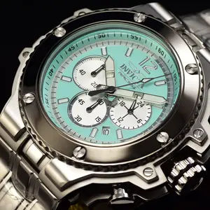 Invicta Men's 56mm RACING Turquoise Chronograph Dial Stainless Steel Watch