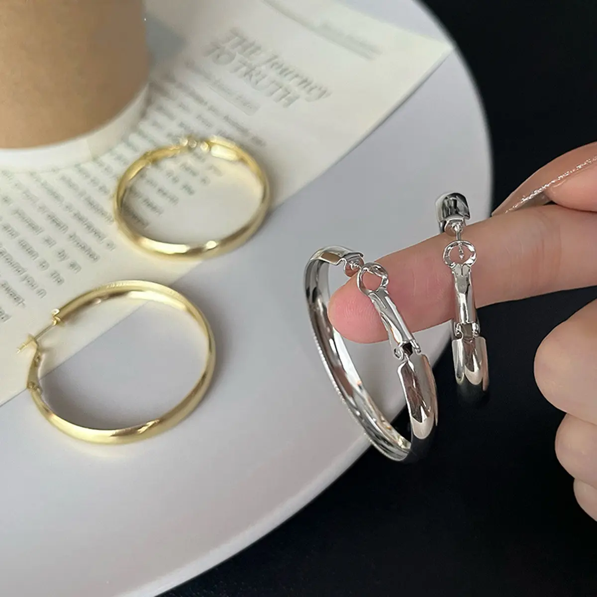 Large hoop earrings, golden/silver earrings for pierced ears, earrings for women, daily wear gifts