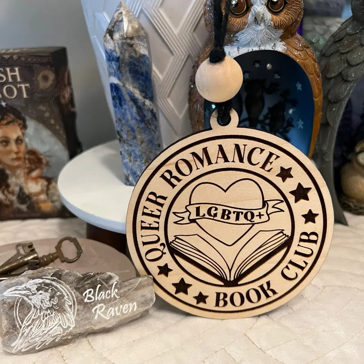 Booktok bookish wooden ornament! Queer romance