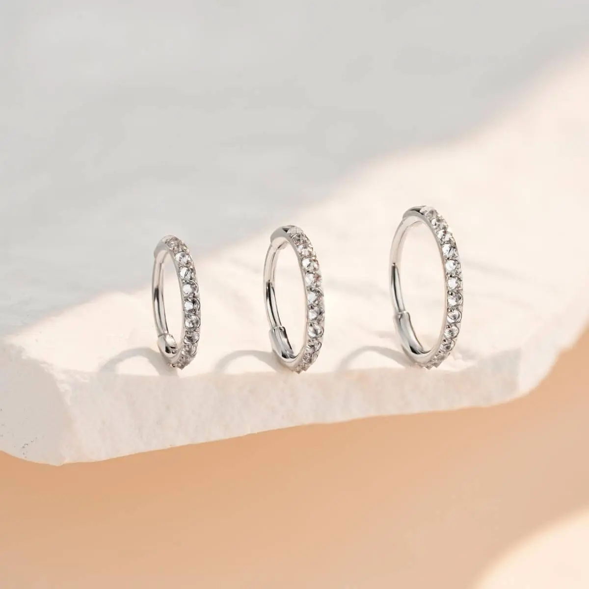 OUFER Body Jewelry Unisex 20G 316L Stainless Steel Nose Disc Hoop, Dainty Internally Threaded Nostril Piercing with AAAAA+ CZ Paved Disc, Bling Effect Upside Down Secure-Fit Jewelry, 6-8mm Sizes, Affordable Fashion