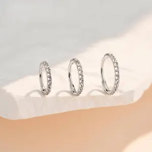 OUFER Unisex 20G AAAAA+ Grade Upside Down CZ Nosering - 316L Stainless Steel Secure-Fit Hoop Piercing Jewelry, Body-Safe Dainty Nostril Jewelry, 6mm-8mm Inner Diameter Multi-Size