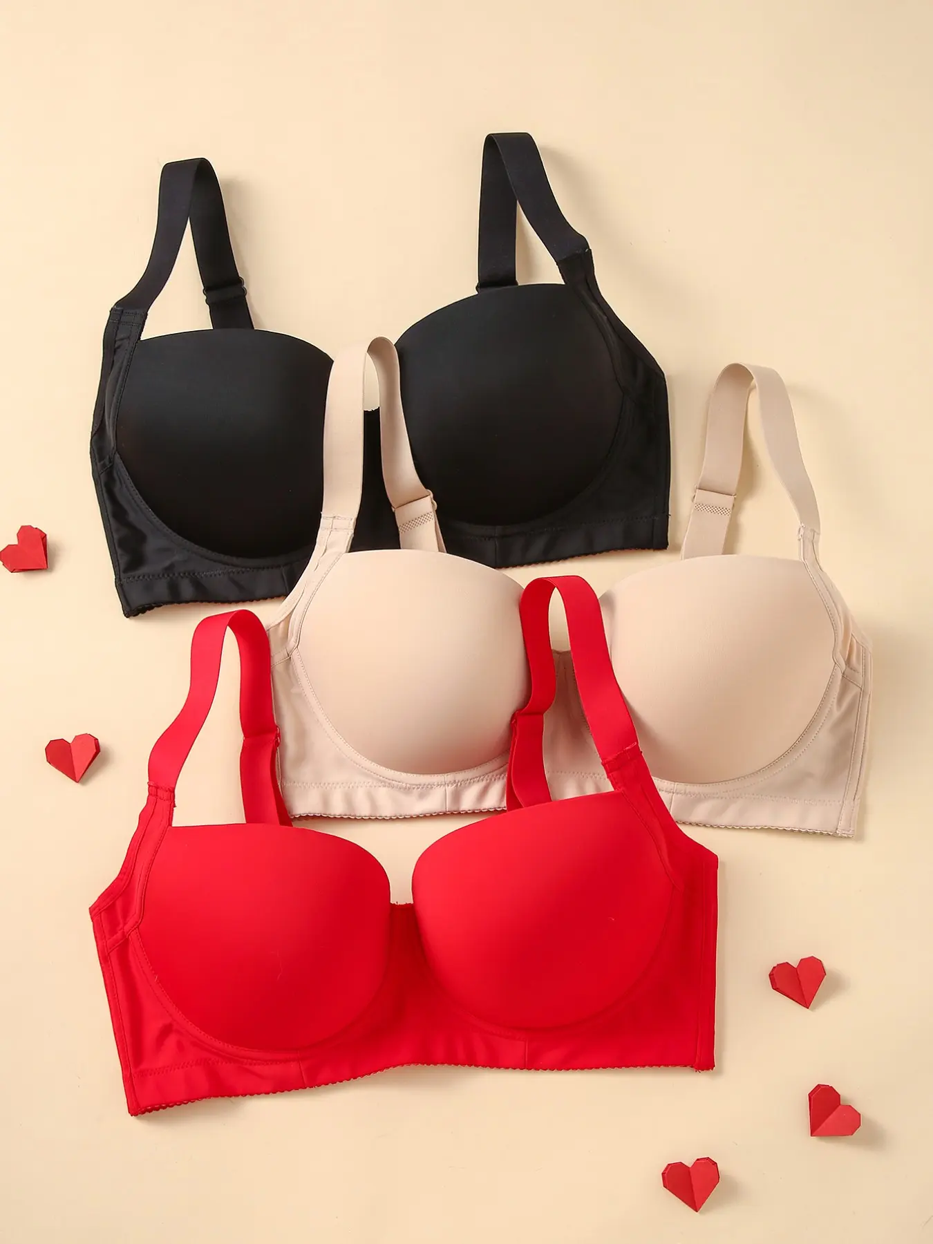 3PCS Women's Plus Size Seamless Smooth Push-Up Adjustable Fit Straps Bra, Full Coverage Cover Side Breasts Minimizer T-shirt Bra, Underwire Medium Support, Soft Breathable Everyday Wear