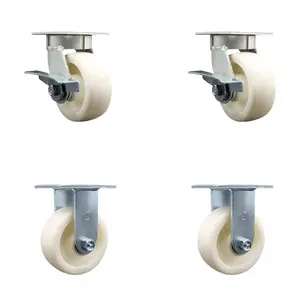 Service Caster SCC-KP30S520-NYR-2-R-2 Kingpinless Nylon Swivel Top Plate Caster with 5 x 2 in. White Wheels - 3600 lbs Total Capacity - Set of 4