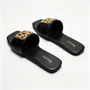 Women's New Flat Sandals, Summer, Hardware Decorative Fasteners, Rubber Sole, Multiple Colors, Perfect Gift for Valentine's Day, Casual Fashion Footwear, Comfortable Shoes